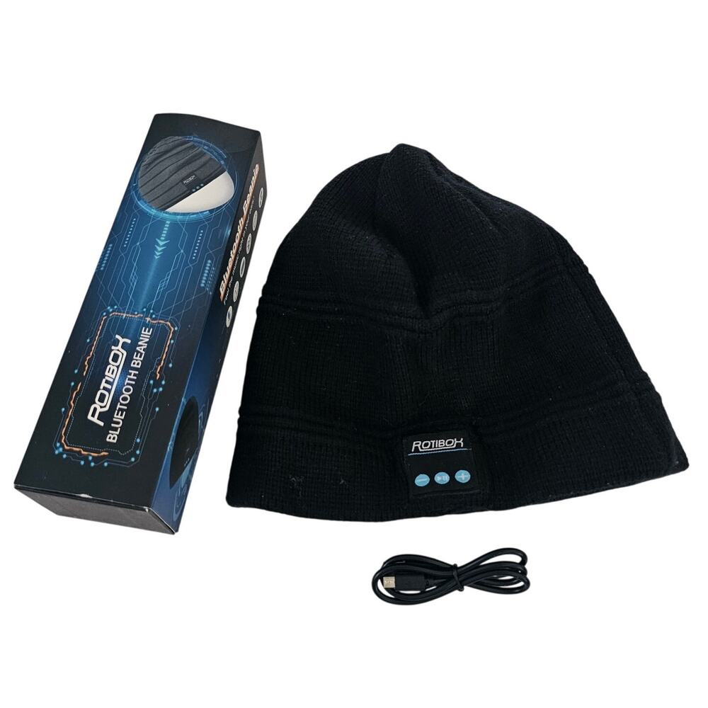 ROTIBOX Bluetooth Beanie Hat, Black, One Size